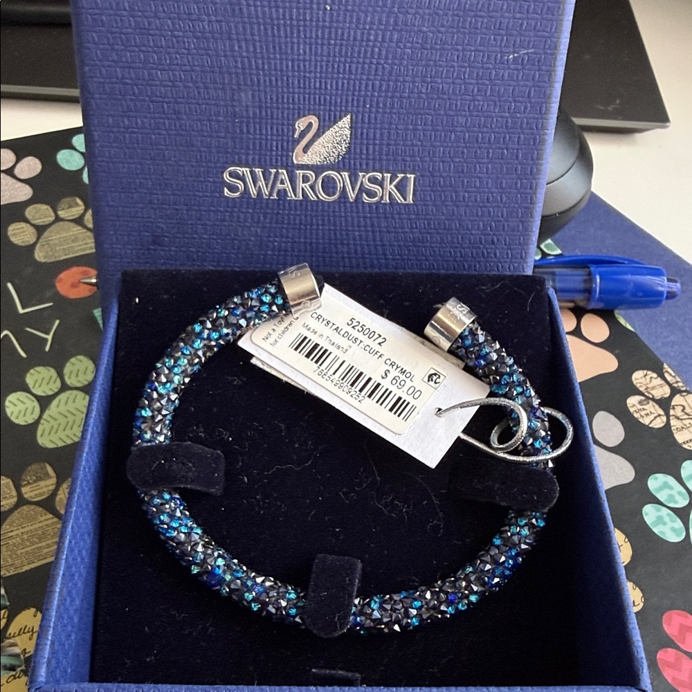 Swarovski Iridescent Blue Crystal Tubular Bracelet